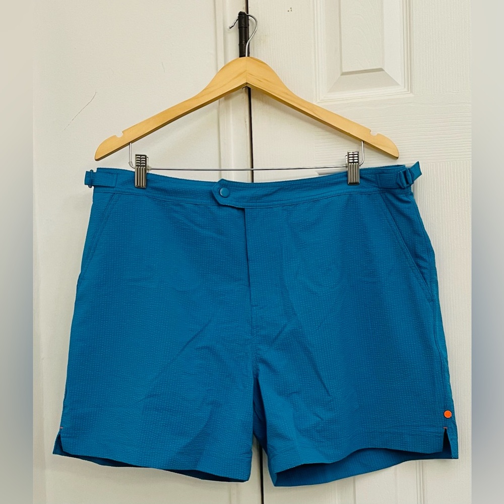 SWIMS Paloma Seersucker Shorts Mediterranean Blue Size 36